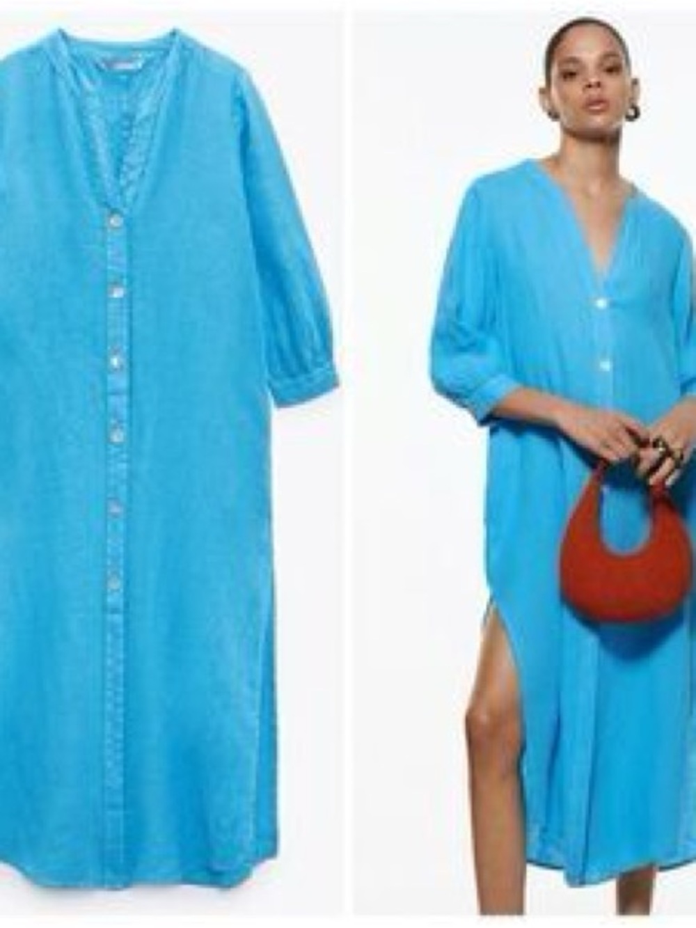 Zara Turquoise Button-Down Swim Coverup Dress